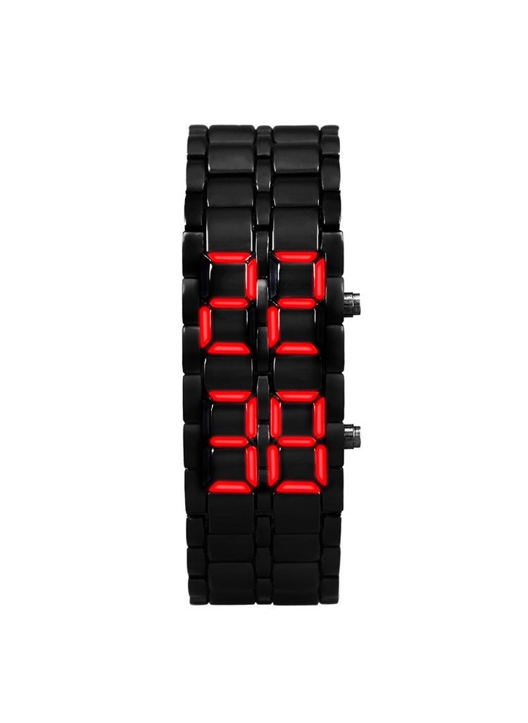 1 x 5 pcs LED Lava Style Binary Watch for Couples Black Red Light