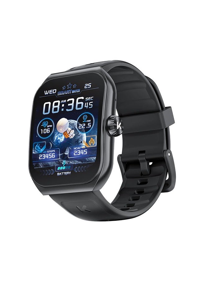 KUMI KU7 Smart Sports Watch AMOLED Display 100 Motion Detection Motion Track Recording Heart Rate Detection IP68 Waterproof AI Voice Bracelet Black