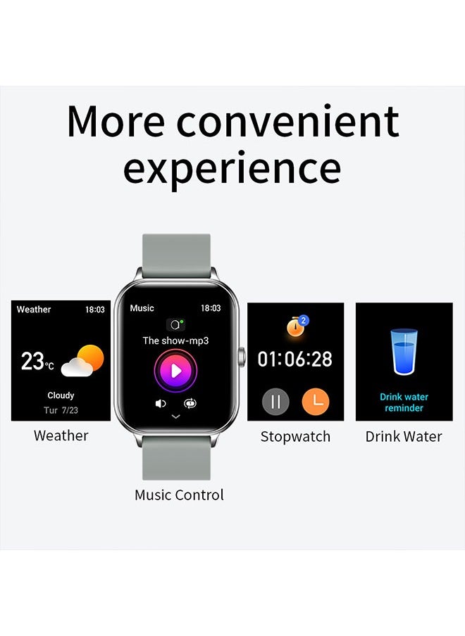 KU6 Smart Sports Watch AMOLED Display Heart Rate Detection 100 Motion Detection Aid Support ChatGPT Waterproof Watch Sleep Heart Rate Detection Compatible with Android iOS Sliver