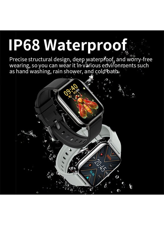 KU6 Smart Sports Watch AMOLED Display Heart Rate Detection 100 Motion Detection Aid Support ChatGPT Waterproof Watch Sleep Heart Rate Detection Compatible with Android iOS Sliver