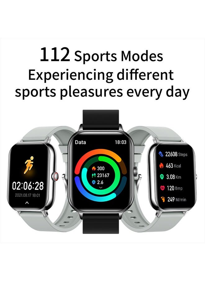 KU6 Smart Sports Watch AMOLED Display Heart Rate Detection 100 Motion Detection Aid Support ChatGPT Waterproof Watch Sleep Heart Rate Detection Compatible with Android iOS Sliver