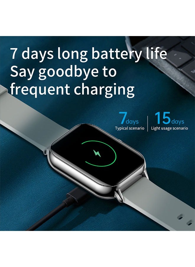 KU6 Smart Sports Watch AMOLED Display Heart Rate Detection 100 Motion Detection Aid Support ChatGPT Waterproof Watch Sleep Heart Rate Detection Compatible with Android iOS Sliver