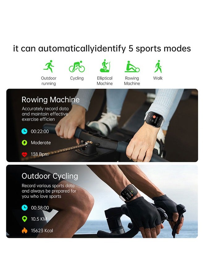 KUMI U6 Smart Sports Watch AMOLED Display 100 Sports Detection Aids Sleep Detection Motion Track Recording Waterproof AI Voice Bracelet Black