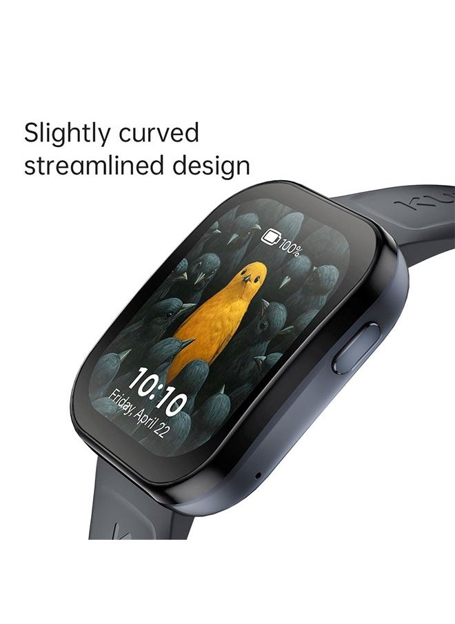KUMI U6 Smart Sports Watch AMOLED Display 100 Sports Detection Aids Sleep Detection Motion Track Recording Waterproof AI Voice Bracelet Black