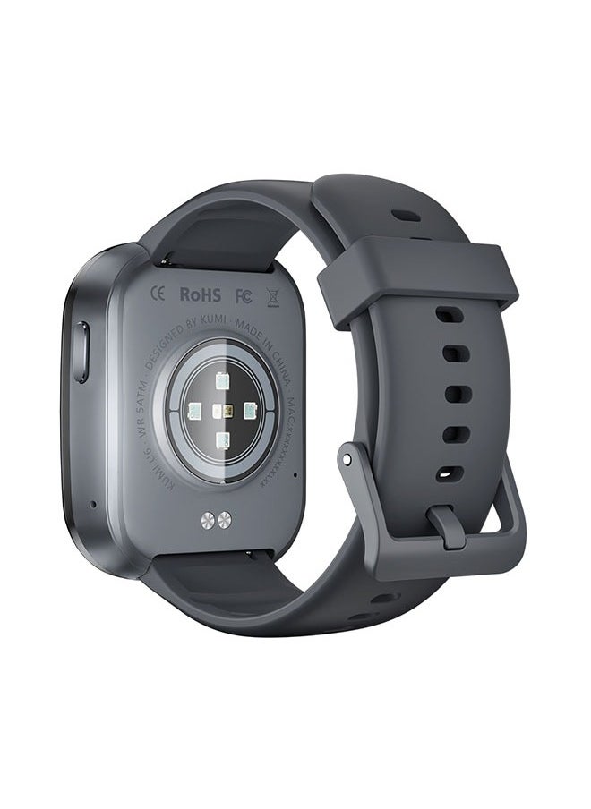 KUMI U6 Smart Sports Watch AMOLED Display 100 Sports Detection Aids Sleep Detection Motion Track Recording Waterproof AI Voice Bracelet Black