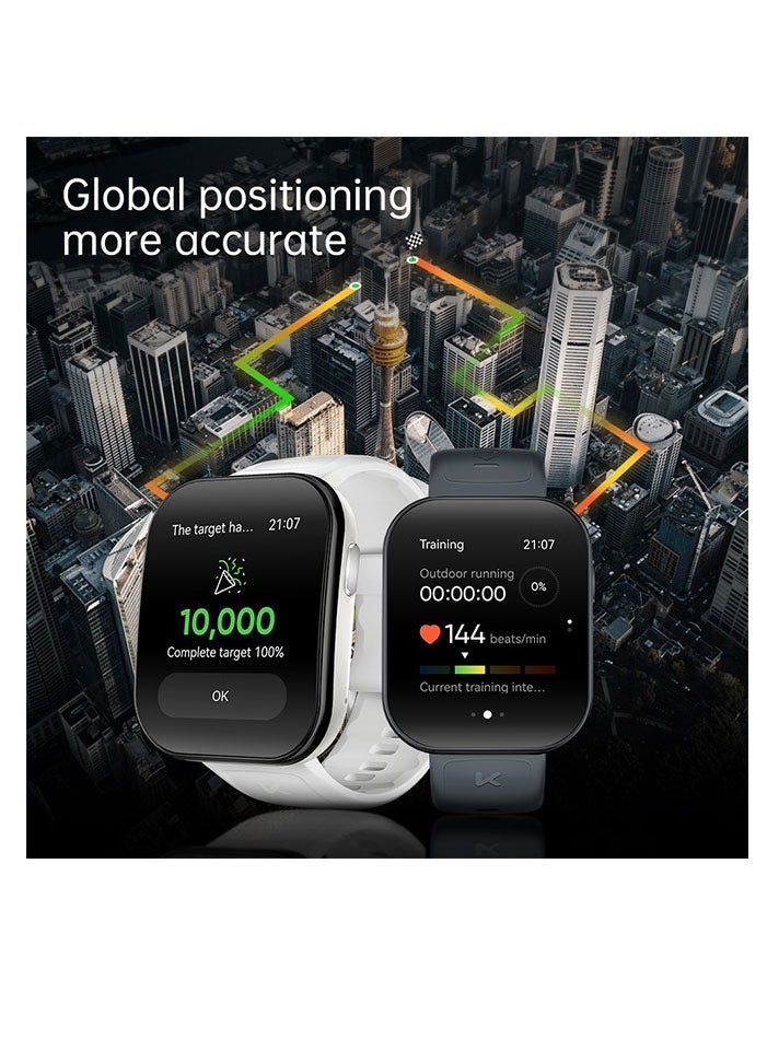 KUMI U6 Smart Sports Watch AMOLED Display 100 Sports Detection Aids Sleep Detection Motion Track Recording Waterproof AI Voice Bracelet Black