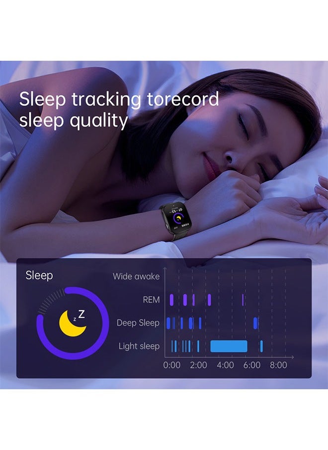 KUMI U6 Smart Sports Watch AMOLED Display 100 Sports Detection Aids Sleep Detection Motion Track Recording Waterproof AI Voice Bracelet Black