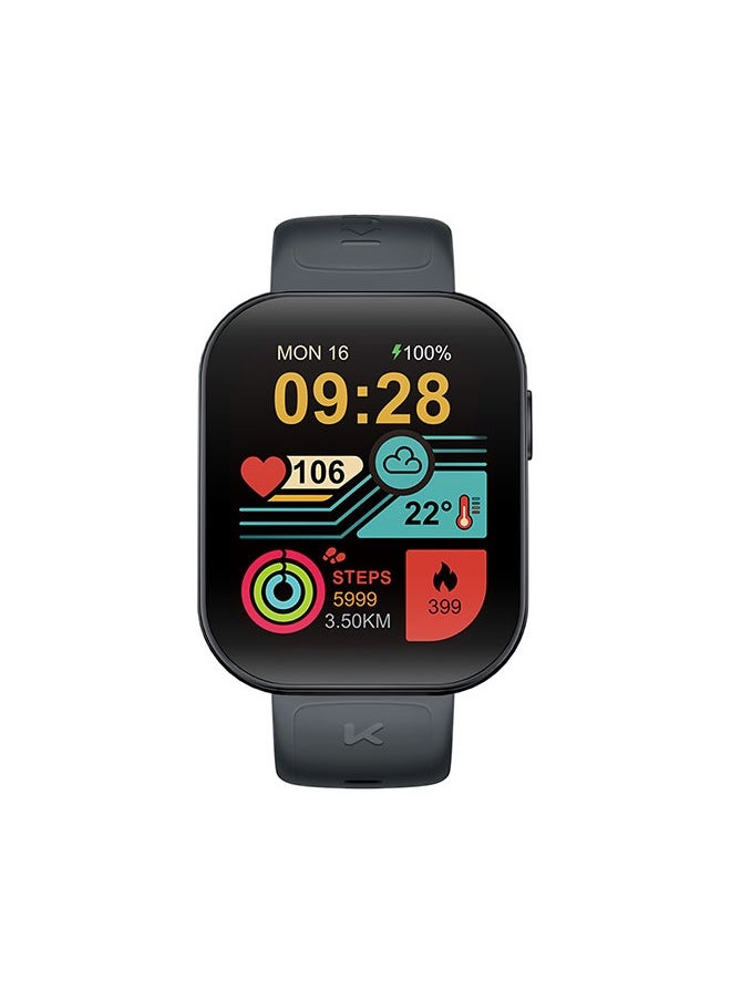 KUMI U6 Smart Sports Watch AMOLED Display 100 Sports Detection Aids Sleep Detection Motion Track Recording Waterproof AI Voice Bracelet Black