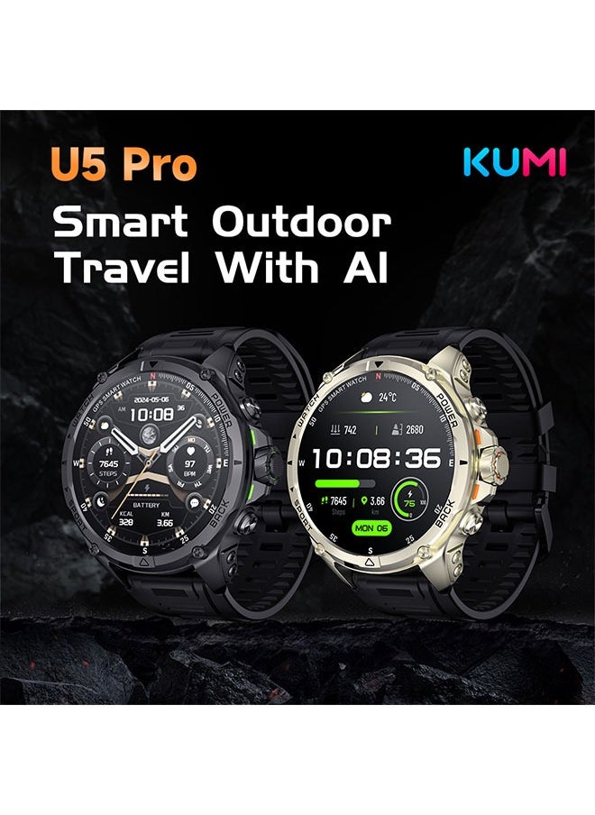 KUMI U5 Pro Smart Sports Watch AMOLED Display Heart Rate Detection 170 Motion Detection Assist Support ChatGPT Waterproof Fitness Watch Wireless Call Compatible with Android iOS silver