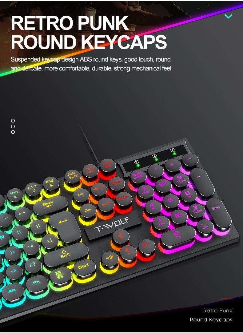 Mechanical Gaming Keyboard RGB Backlit Volume/Lighting Control Knob Fully Programmable 104-Keys Anti-Ghosting Wired Computer Keyboards for Office/Games,Suitable for PC/Ps4/Xbox Gamers