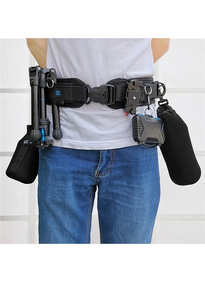 Multi-Functional Hanging Belt Black，Multi-Function Camera Waist Belt for SLR/DSLR Cameras, Adjustable Camera Waist Strap with Hook for Hanging Photography Accessories Fit for Outdoor Photographer