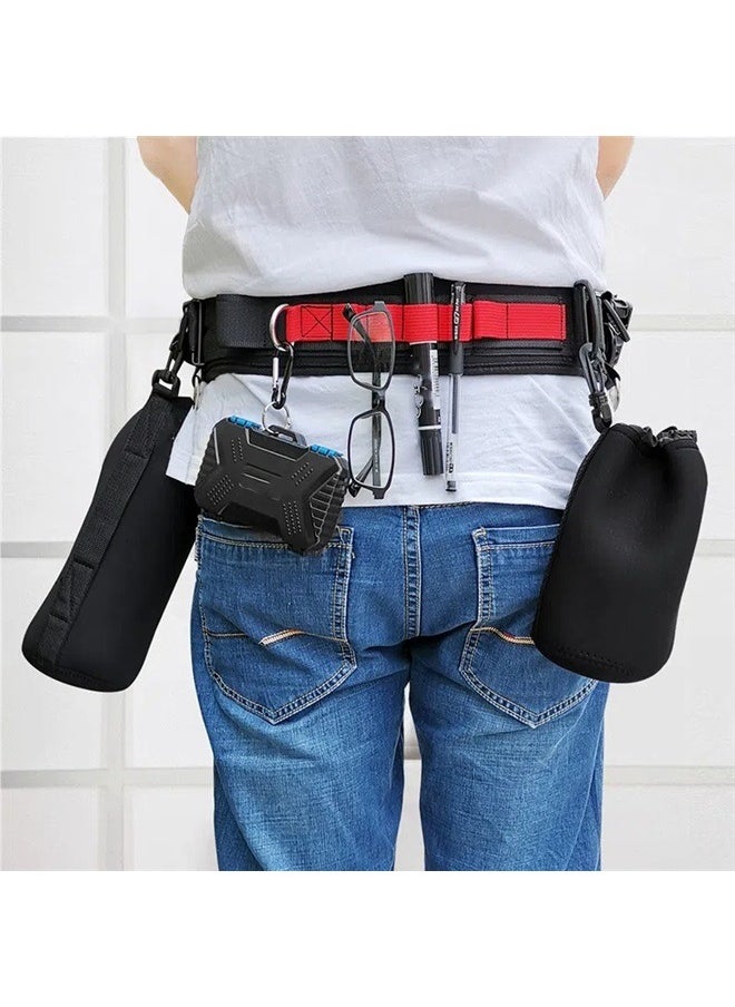 Multi-Functional Hanging Belt Black，Multi-Function Camera Waist Belt for SLR/DSLR Cameras, Adjustable Camera Waist Strap with Hook for Hanging Photography Accessories Fit for Outdoor Photographer