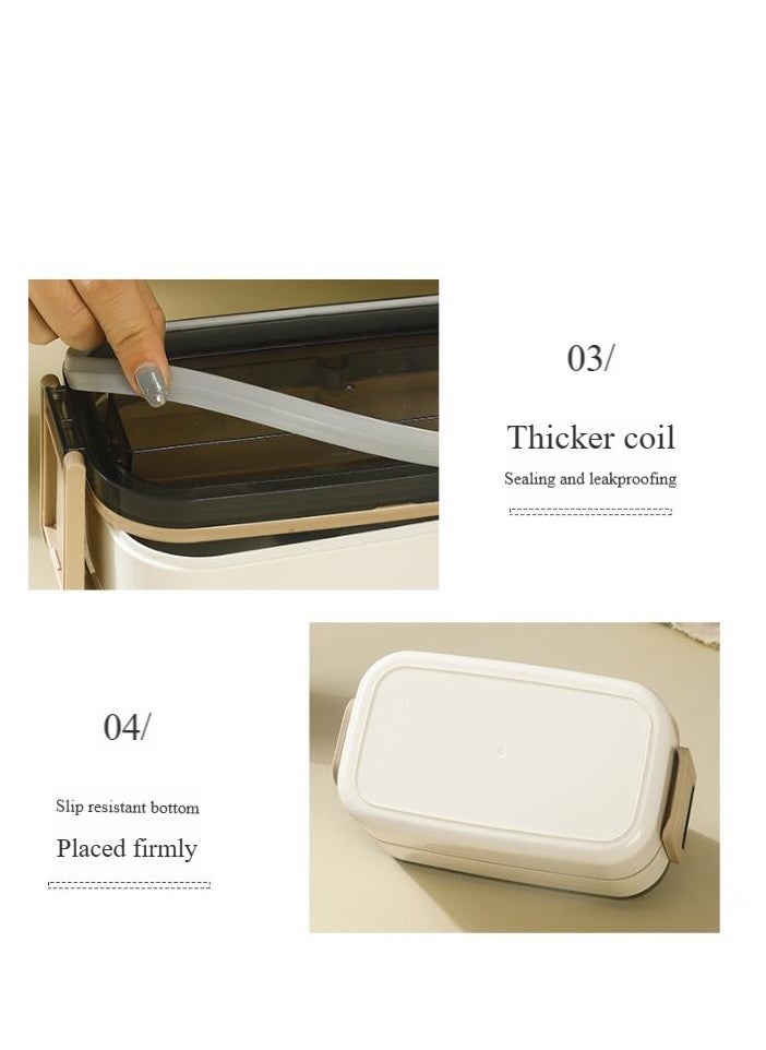 Tableware Bento Box, Microwave Oven Heating, Heat Preservation, Double-layer Plastic Lunch Box, Food Grade Portable Student Lunch Box,SUS 304,With Tableware+Insulation Bag 1400ML