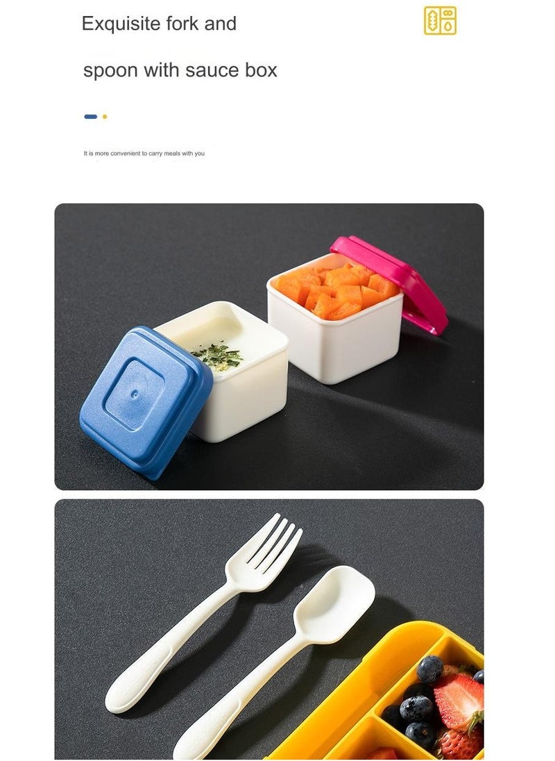 Bento Lunch Box for Kids Adults, 6 Compartments  Food Container Ideal Portion Sizes Leak-Proof Bento box for Kids ,With cutlery sauce box,microwave heating Safe, Food-Safe Materials 1330ml