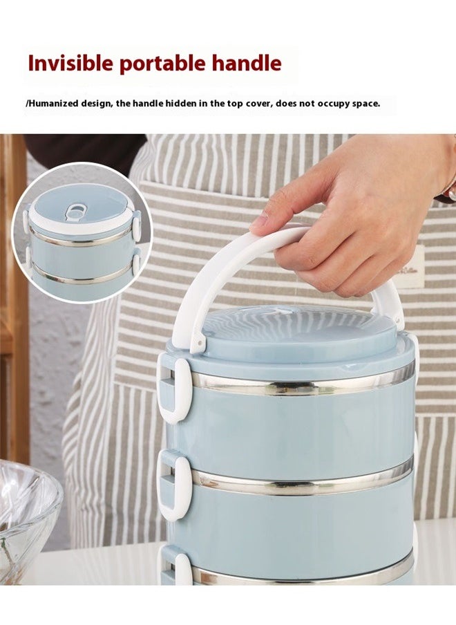 4-Layer Lunch Box blue 25x15 cm，4 Tier Stackable Stainless Steel Lunch Box Sealed(blue, 4 layers)
