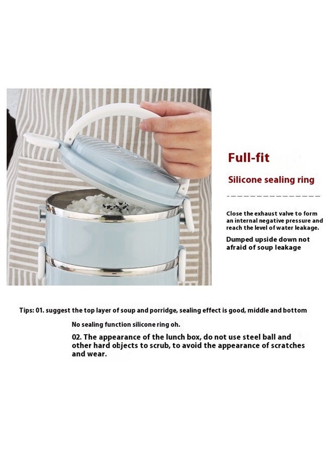 4-Layer Lunch Box blue 25x15 cm，4 Tier Stackable Stainless Steel Lunch Box Sealed(blue, 4 layers)