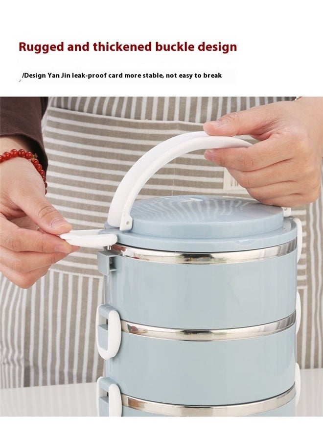4-Layer Lunch Box blue 25x15 cm，4 Tier Stackable Stainless Steel Lunch Box Sealed(blue, 4 layers)
