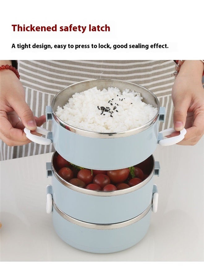 4-Layer Lunch Box blue 25x15 cm，4 Tier Stackable Stainless Steel Lunch Box Sealed(blue, 4 layers)