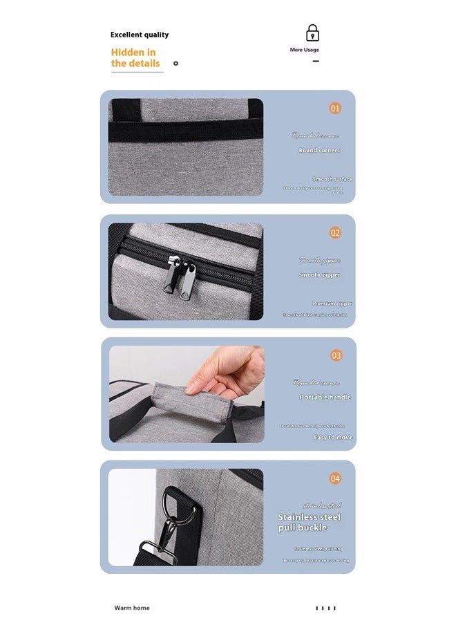 Thermal Lunch Bag Grey/Black 35 SizeLiters， Cooler Bag Collapsible and Insulated Large Lunch Bag Leakproof Soft Cooler Portable Tote for Camping/BBQ/Family Outdoor Activities