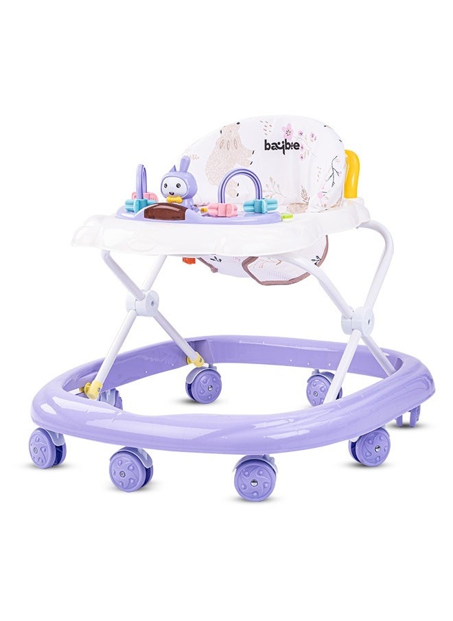 Zato Baby Walker for Kids, Foldable Kids Walker with 3 Position Adjustable Height & Musical Toy Bar Activity Walker for Toddlers Walker for Baby Boy Girl 6 to 18 Months Purple