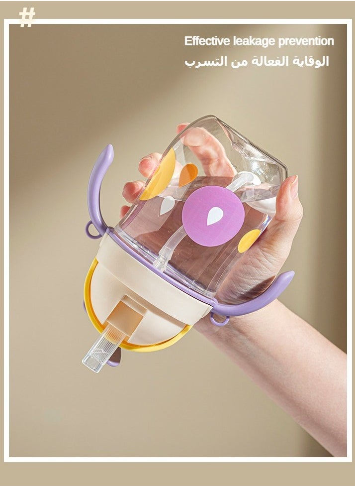 Kids Sippy Cup with Handles, Little kids water bottle. Straw Bottle with Fan Design,Pink