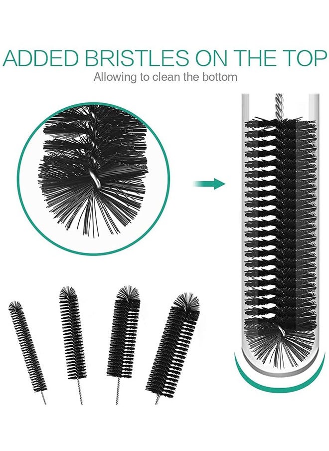 Cleaning Brush for Bottle Tube Nozzle, Stainless steel multi-purpose Nylon Pipe Drinking Straws Cleaning Brush Set for Jewelry, Keyboard , 10pcs Black