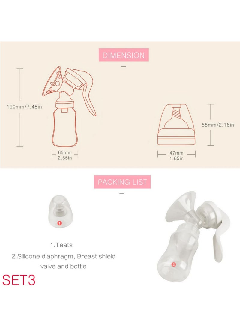 1pcs 150ML Breast Pump Baby Nipple Manual Suction Milk Pump Feeding Breasts Pumps Milk Bottle Sucking Postpartum Supplies BPA Free