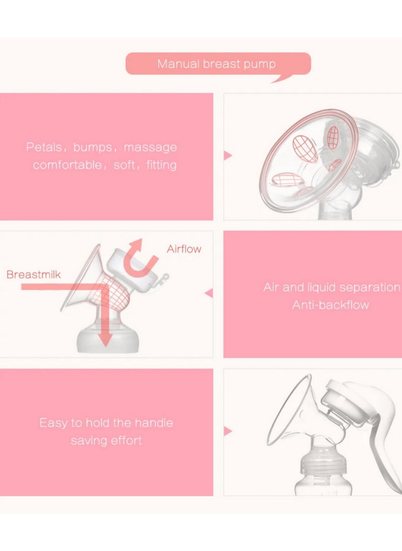 1pcs 150ML Breast Pump Baby Nipple Manual Suction Milk Pump Feeding Breasts Pumps Milk Bottle Sucking Postpartum Supplies BPA Free