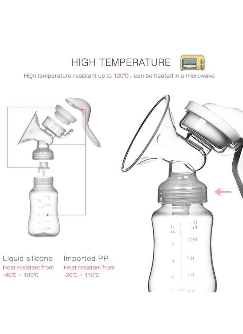 1pcs 150ML Breast Pump Baby Nipple Manual Suction Milk Pump Feeding Breasts Pumps Milk Bottle Sucking Postpartum Supplies BPA Free