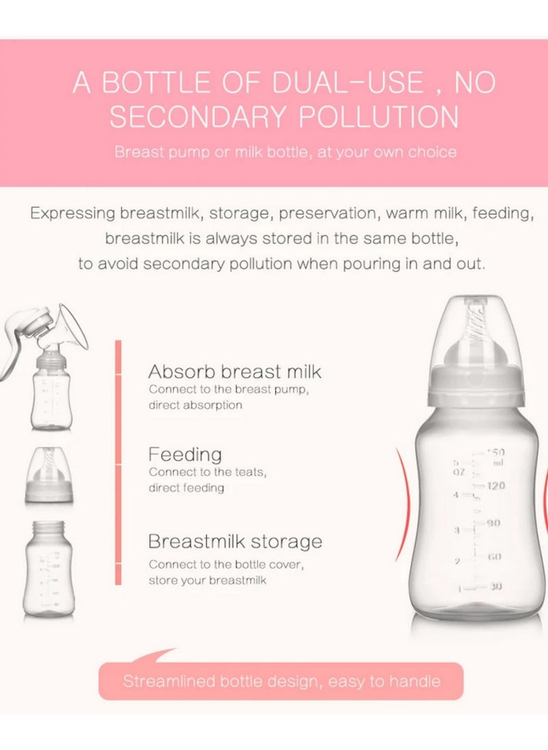1pcs 150ML Breast Pump Baby Nipple Manual Suction Milk Pump Feeding Breasts Pumps Milk Bottle Sucking Postpartum Supplies BPA Free