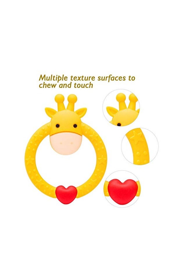 2PCS Baby Teether Toy for 3 Months Above Infant Sore Gums Pain Relief and Baby Shower (Yellow)