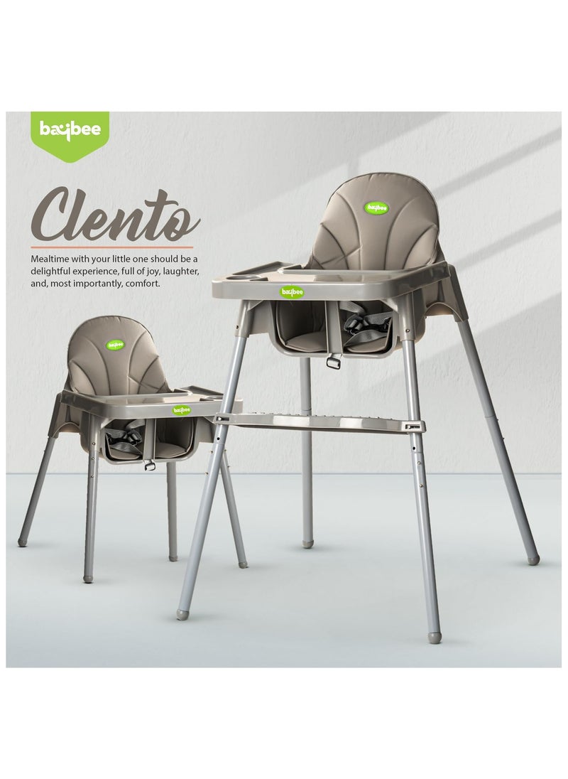 2 in 1 Clento Baby High Chair for Kids, Baby Feeding Chair With 2 Height Adjustable, Footrest, Tray, Stand, 3 Point Safety Belt, Kids High Chair For Baby 6 Months To 3 Years - Grey
