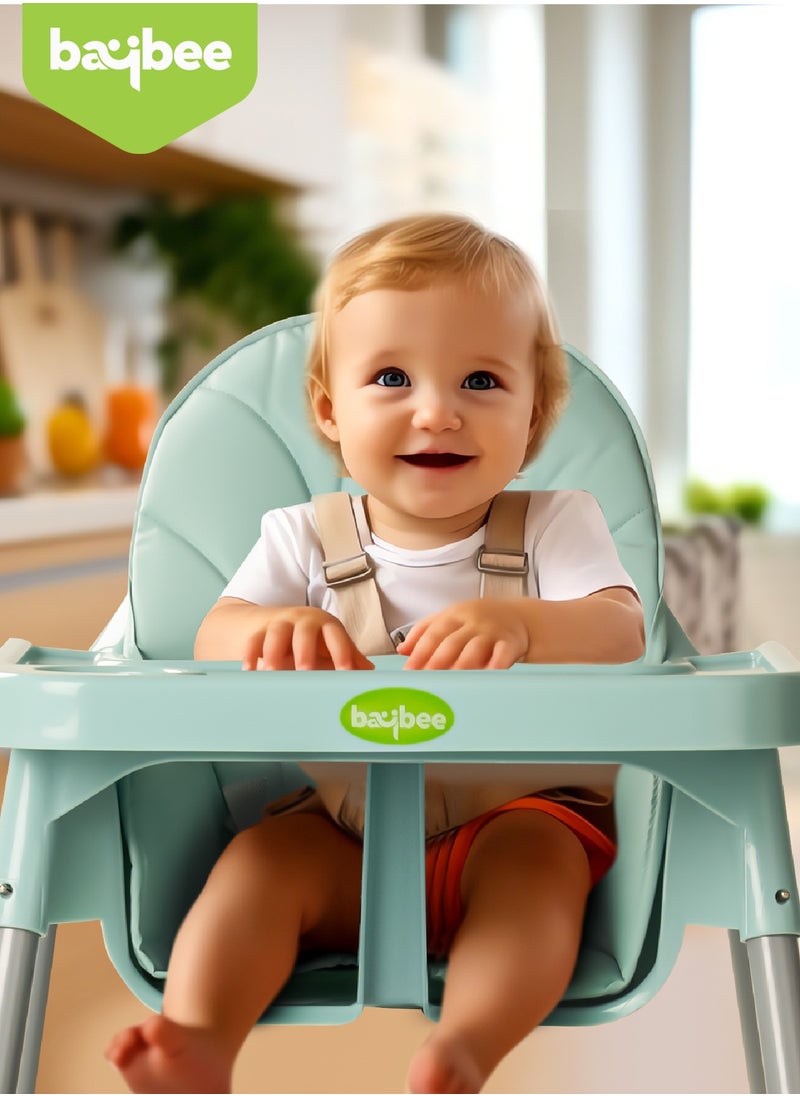 2 in 1 Clento Baby High Chair for Kids, Baby Feeding Chair with 2 Height Adjustable, Footrest, Tray, Stand, 3 Point Safety Belt | Kids High Chair for Baby 6 Months to 3 Years Boy Girl Green