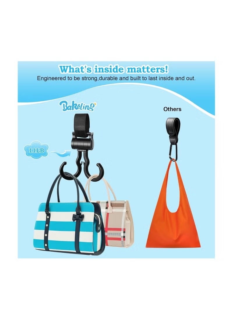 Baby Stroller Hooks, Multifunctional Holders Hook, for Hanging Diaper Bags Baby Stuff Organizer Groceries Purse Mommy Hook Stroller, Universal Car Vehicle Back Seat Headrest Hooks- 2pack