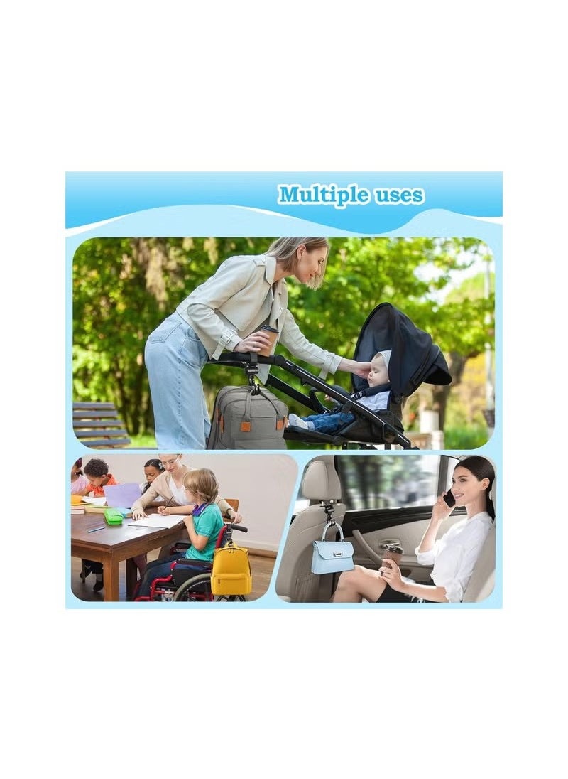 Baby Stroller Hooks, Multifunctional Holders Hook, for Hanging Diaper Bags Baby Stuff Organizer Groceries Purse Mommy Hook Stroller, Universal Car Vehicle Back Seat Headrest Hooks- 2pack