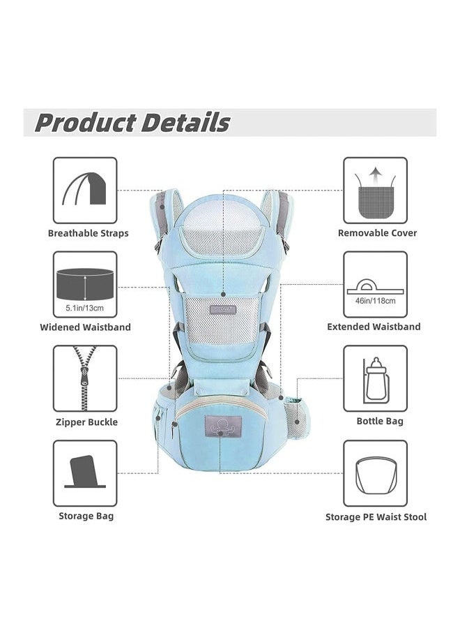 Baby Carrier With Hip Seat, 9-In-1 Multifunction Baby Strap, Convenient, Breathable, Easy-To-Use Baby Carrier With Storage Function, 0-36 Months, Newborn To Toddler