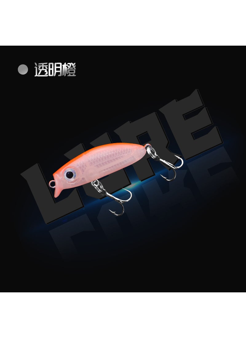 Minnow Lure Floating Long Cast Bait with Rattle Mini Mino-3# transparent orange