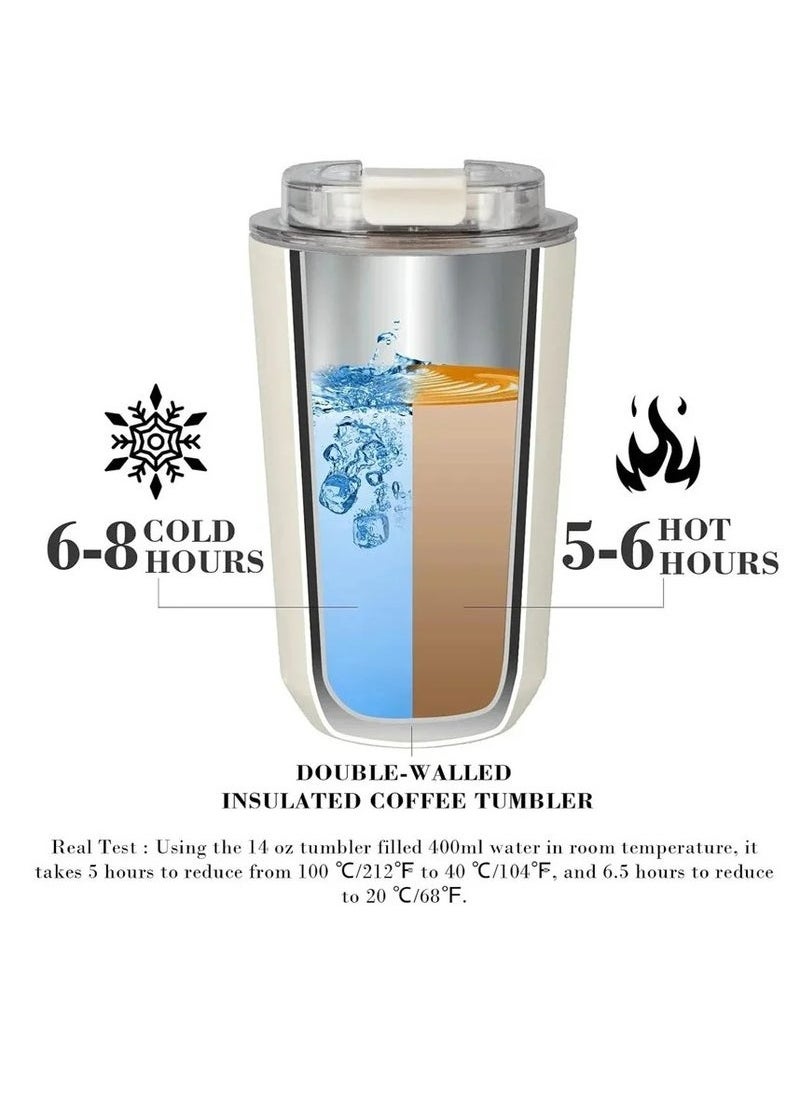 Travel Coffee Mug, 320ml Insulated Beverage Cup With Leakproof Lid, Long Lasting Coffee Tumbler With Lid And Straw, Travel Coffee Thermos