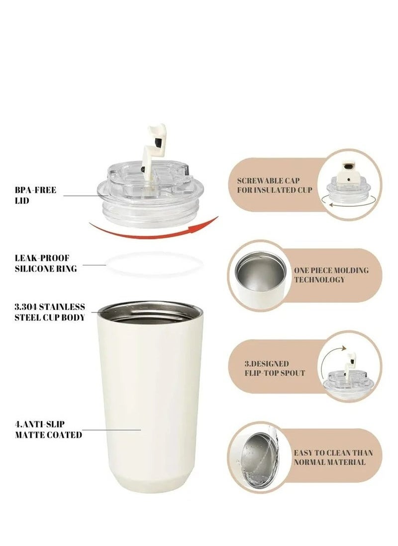 Travel Coffee Mug, 320ml Insulated Beverage Cup With Leakproof Lid, Long Lasting Coffee Tumbler With Lid And Straw, Travel Coffee Thermos