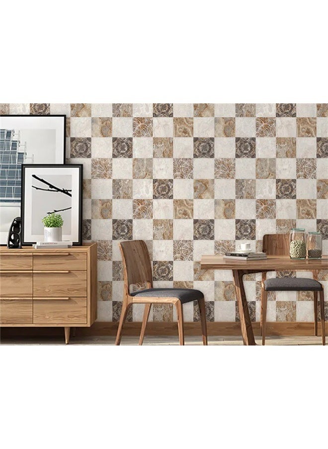 6-Piece Marble Mosaic Floor Stickers Set 20x20centimeter，Peel and Stick Backsplash - Adhesive Peel and Stick Tile Backsplash for Kitchen, Bathroom, Wall Tile, Checkered