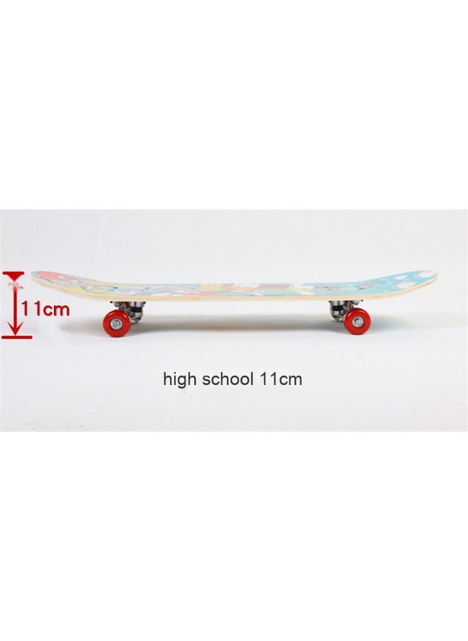 New Cartoon Double-Concave 80 Skateboard - Quadruple Wheels for Kids, Teens, and Beginners