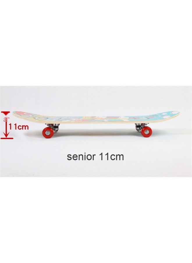 New 4-Wheel Skateboard - Cartoon Double Kick 80 Skateboard for Adults, Kids, and Beginners