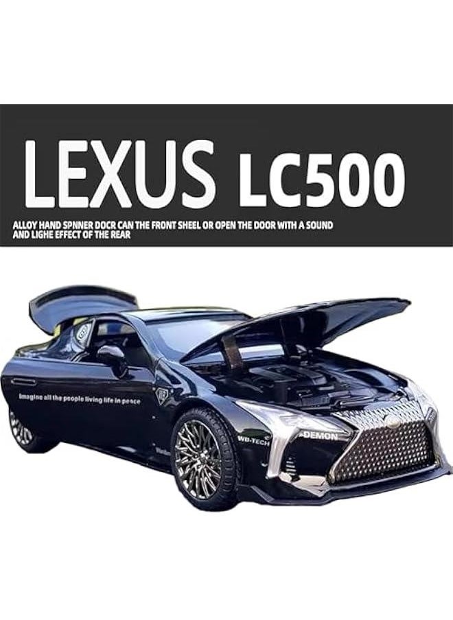 Toy Cars Lexus Lc500 Car Toys with Light and Sound Diecast Metal Collectible Model Cars for 3+ Year Old Boys Pull Back Car Gift Toys for Kids Ages 3-8(Black)