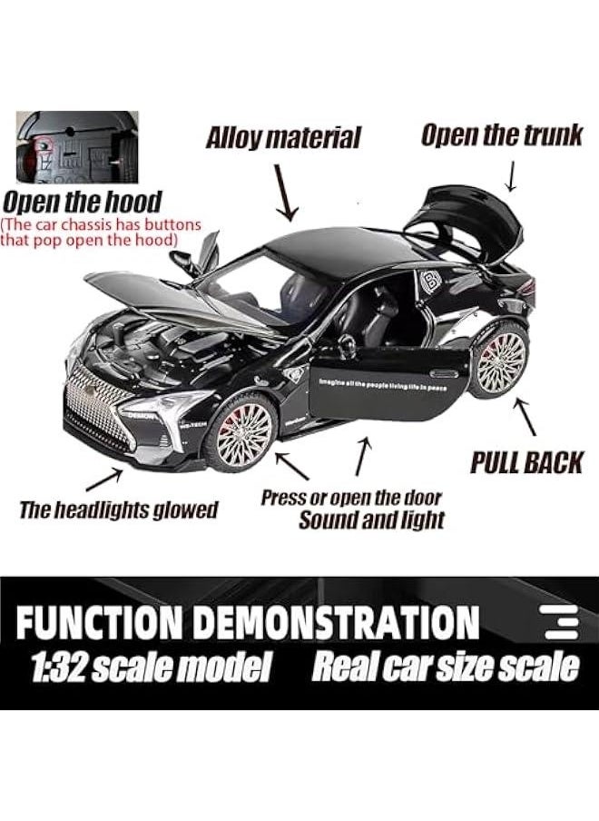 Toy Cars Lexus Lc500 Car Toys with Light and Sound Diecast Metal Collectible Model Cars for 3+ Year Old Boys Pull Back Car Gift Toys for Kids Ages 3-8(Black)