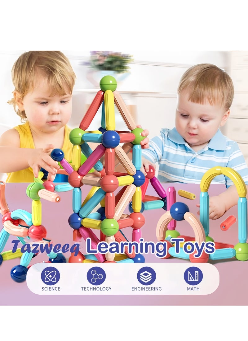 42 PCS Magnetic Building Toys for Kids, Magnet Blocks Sticks u0026 Ball Creativity Game, Development Kit for Preschool Girls, Boys Ideal Gift Set, Including Storage Box