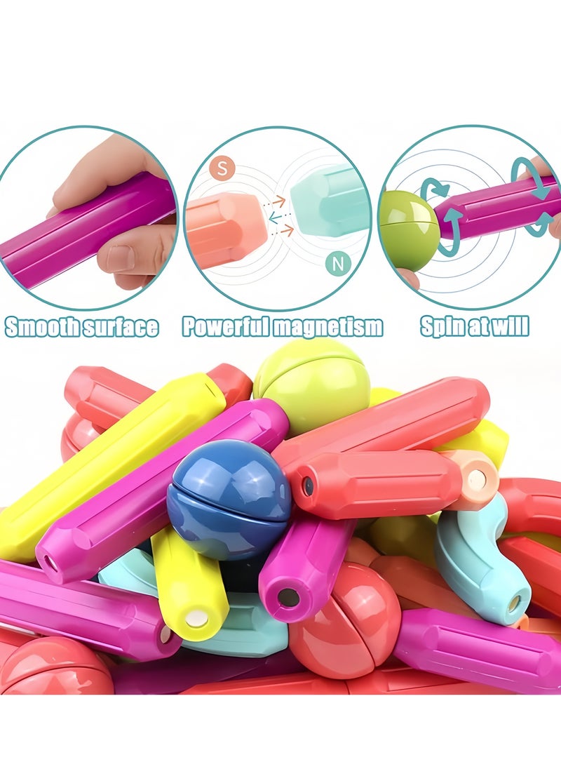 42 PCS Magnetic Building Toys for Kids, Magnet Blocks Sticks u0026 Ball Creativity Game, Development Kit for Preschool Girls, Boys Ideal Gift Set, Including Storage Box