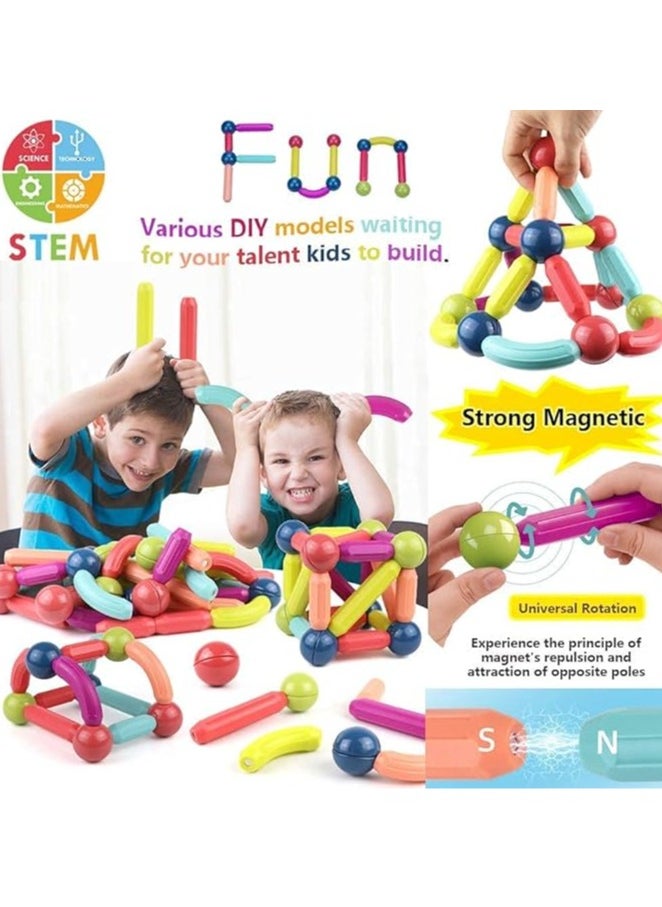42 PCS Magnetic Building Toys for Kids, Magnet Blocks Sticks u0026 Ball Creativity Game, Development Kit for Preschool Girls, Boys Ideal Gift Set, Including Storage Box