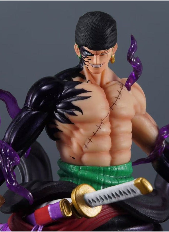 One Piece Zoro Action Figure Decorative Resin Sculpture Home Decor Statue, Art Figurine Home Ornament Decoration for Office, Living Room, Bedroom, Book Shelf, TV Cabinet, Desktop