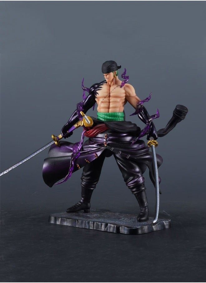 One Piece Zoro Action Figure Decorative Resin Sculpture Home Decor Statue, Art Figurine Home Ornament Decoration for Office, Living Room, Bedroom, Book Shelf, TV Cabinet, Desktop