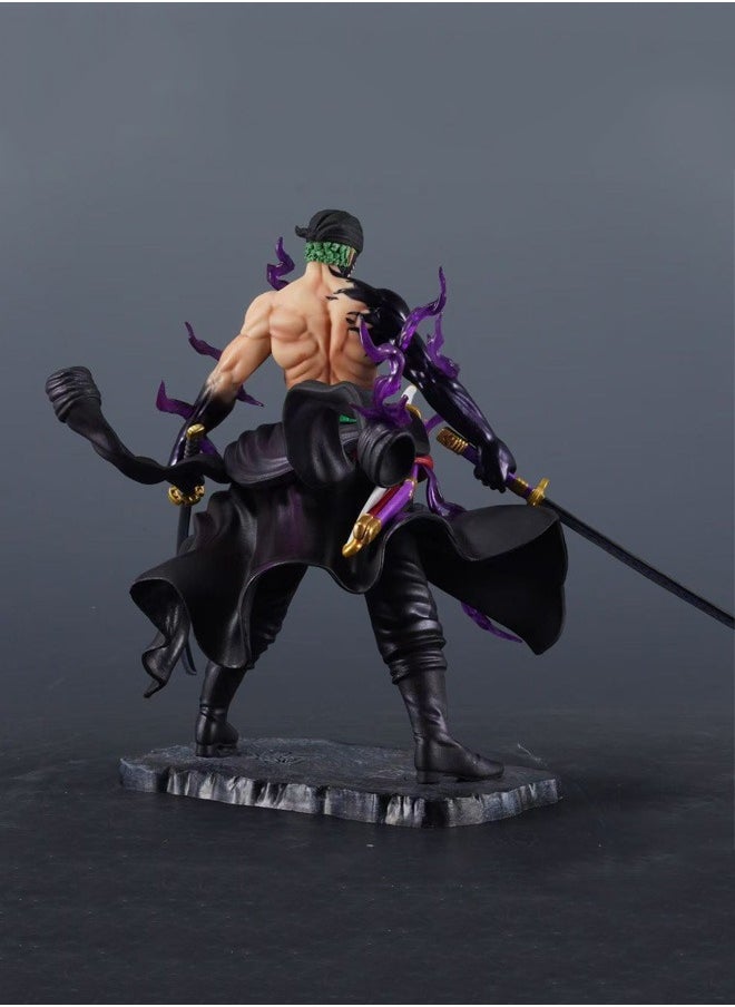 One Piece Zoro Action Figure Decorative Resin Sculpture Home Decor Statue, Art Figurine Home Ornament Decoration for Office, Living Room, Bedroom, Book Shelf, TV Cabinet, Desktop